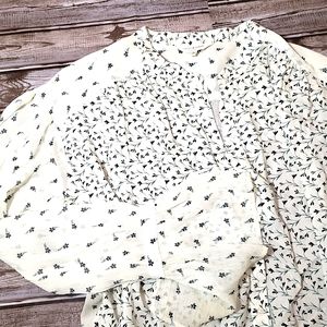 Lucky Brand White Floral Bohemian Viscose Blouse Medium EUC